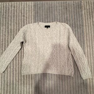 Nili Lotan Cable Knit Crewneck Sweater - Light Gray